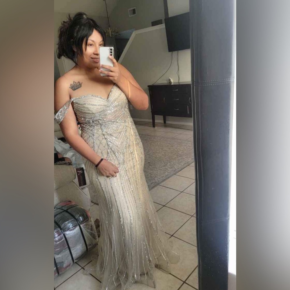 Elegant Silver Evening Gown